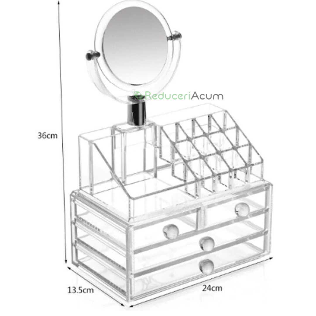 Organizator cosmetice cu oglinda