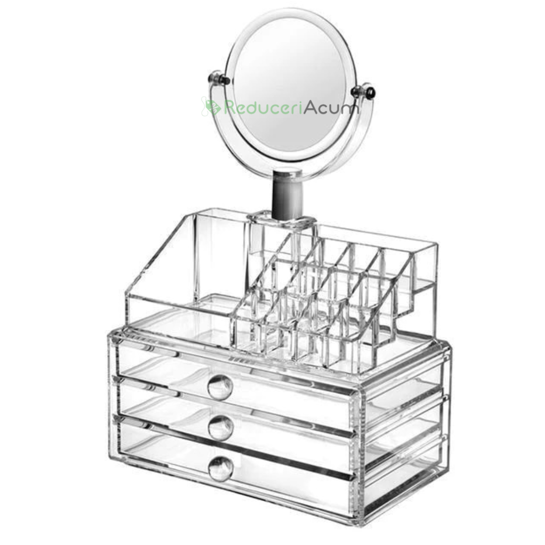 Organizator cosmetice cu oglinda